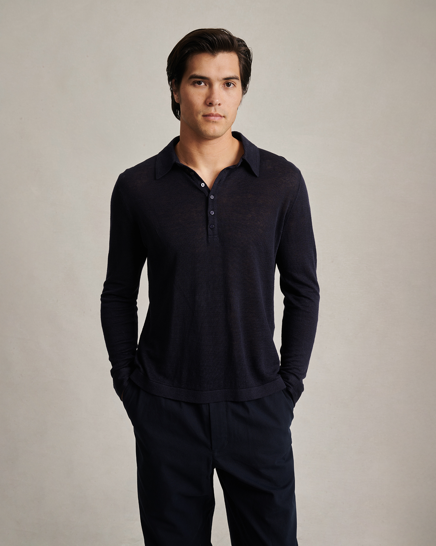 Linen Polo - Navy