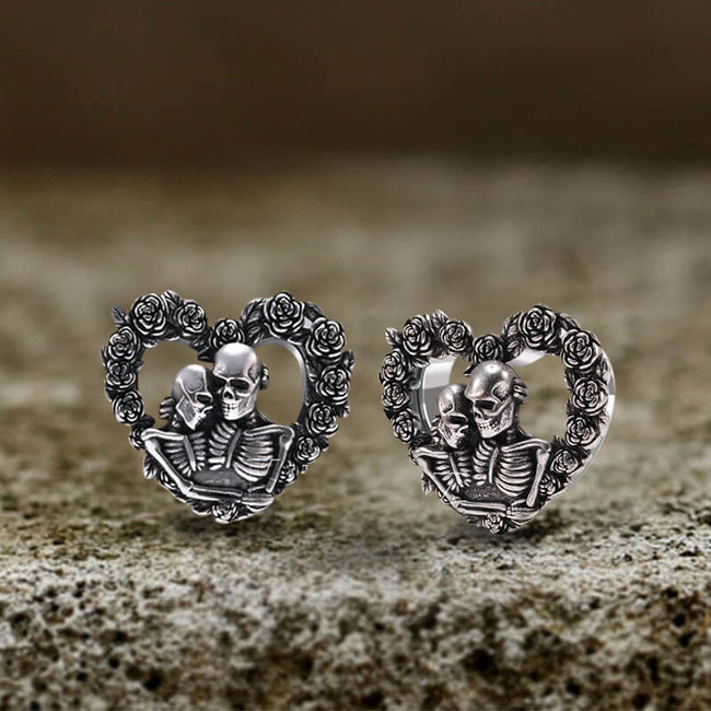 Loved Heart Skull Stainless Steel Ear Gauges Hover Image