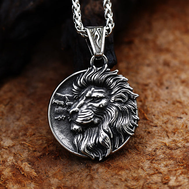 Majestic Lion Head Stainless Steel Pendant Hover Image