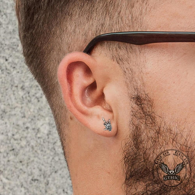 Middle Finger Ghost Hand Stainless Steel Ear Stud Main Image