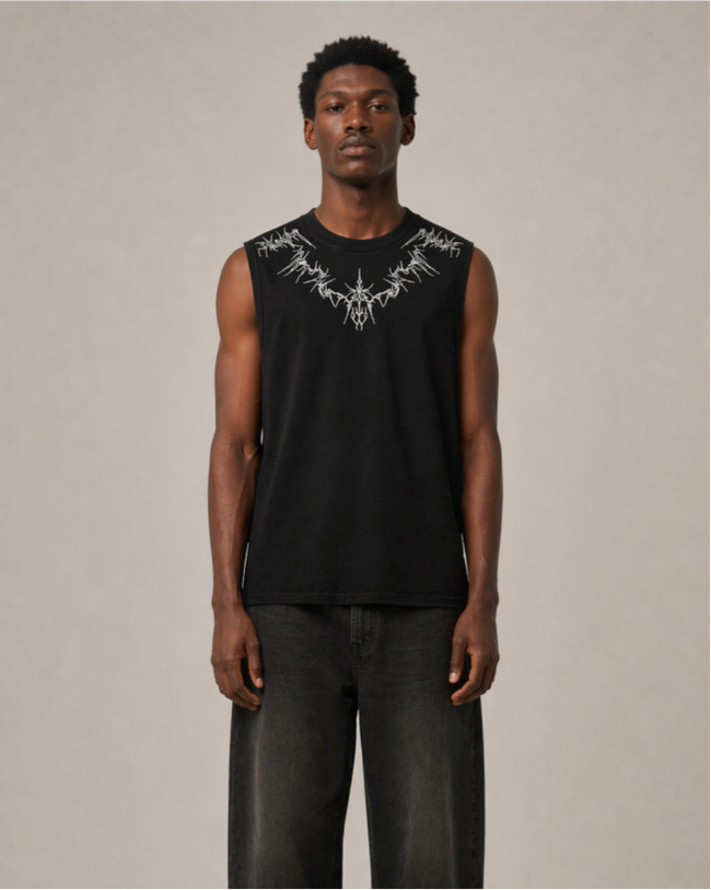 Dark Gothic Thorn Graphic Sleeveless T-Shirt Main Image