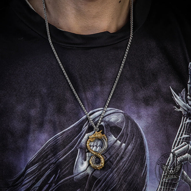 Norse Dragon Stainless Steel Ouroboros Pendant Main Image