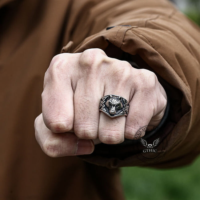 Norse Fenrir Wolf Stainless Steel Viking Ring Main Image