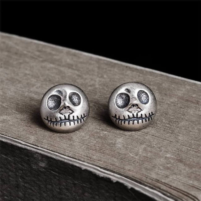 Pumpkin Prince Sterling Silver Skull Stud Earrings Hover Image