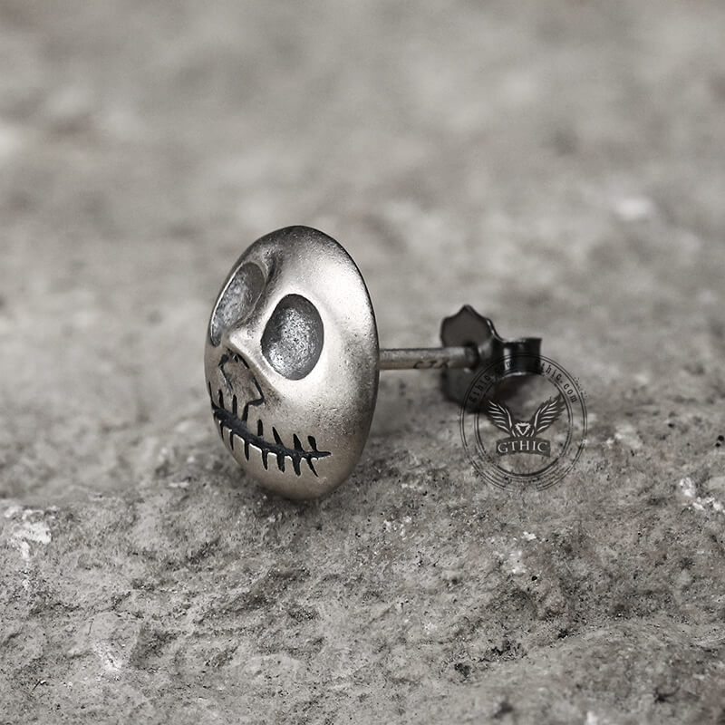 Pumpkin Prince Sterling Silver Skull Stud Earrings