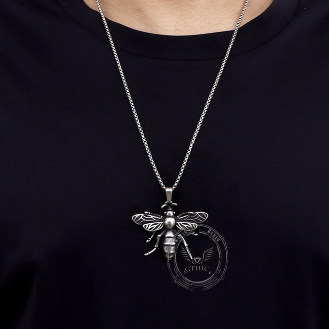 Punk Bee Stainless Steel Insect Pendant Main Image