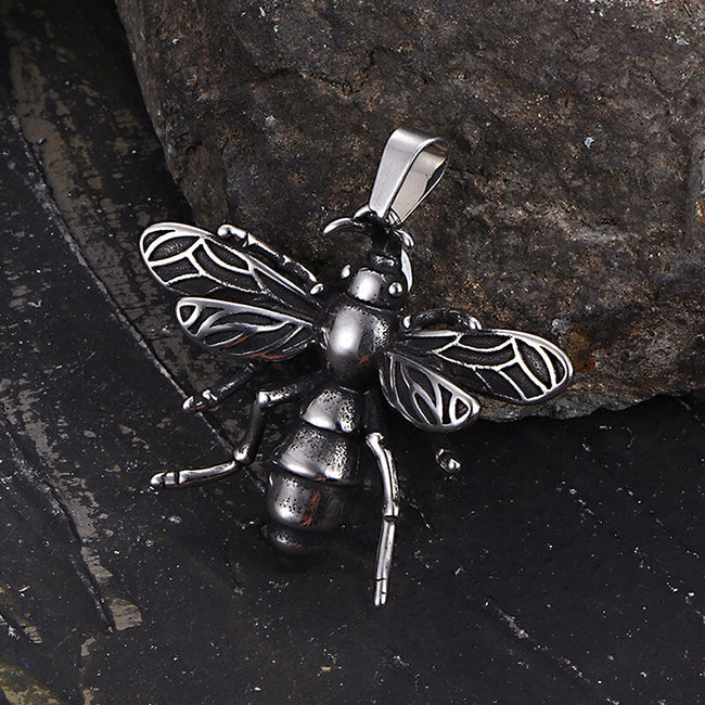 Punk Bee Stainless Steel Insect Pendant Hover Image