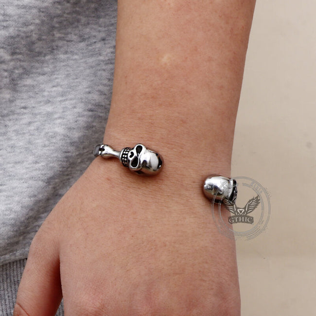 Punk Bones Joints Stainless Steel Skull Open Bracelet Main Image