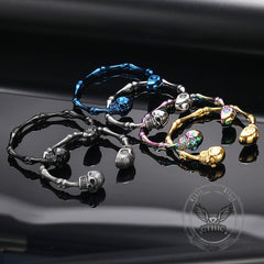 Punk Bones Joints Stainless Steel Skull Open Bracelet