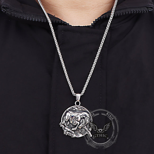 Punk Bull Charging Stainless Steel Animal Pendant Main Image