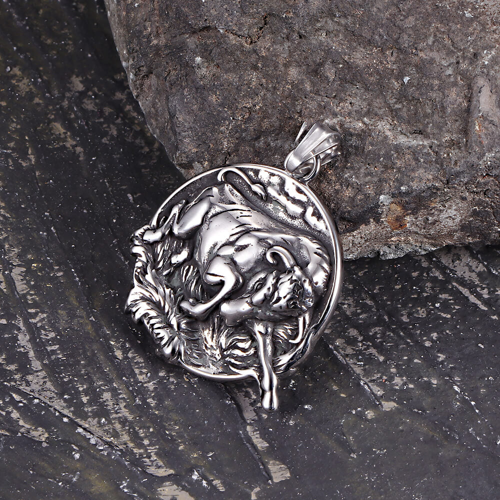 Punk Bull Charging Stainless Steel Animal Pendant