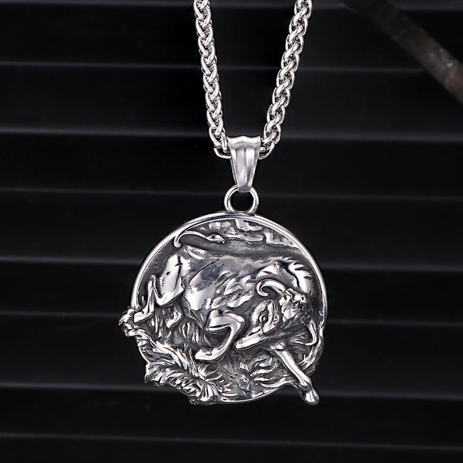 Punk Bull Charging Stainless Steel Animal Pendant Hover Image