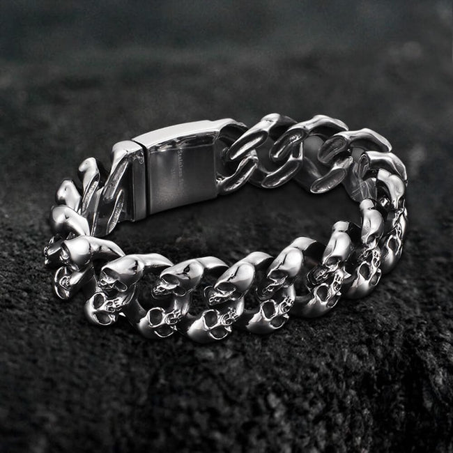 Punk Chain Stainless Steel Skull Bracelet Hover Image