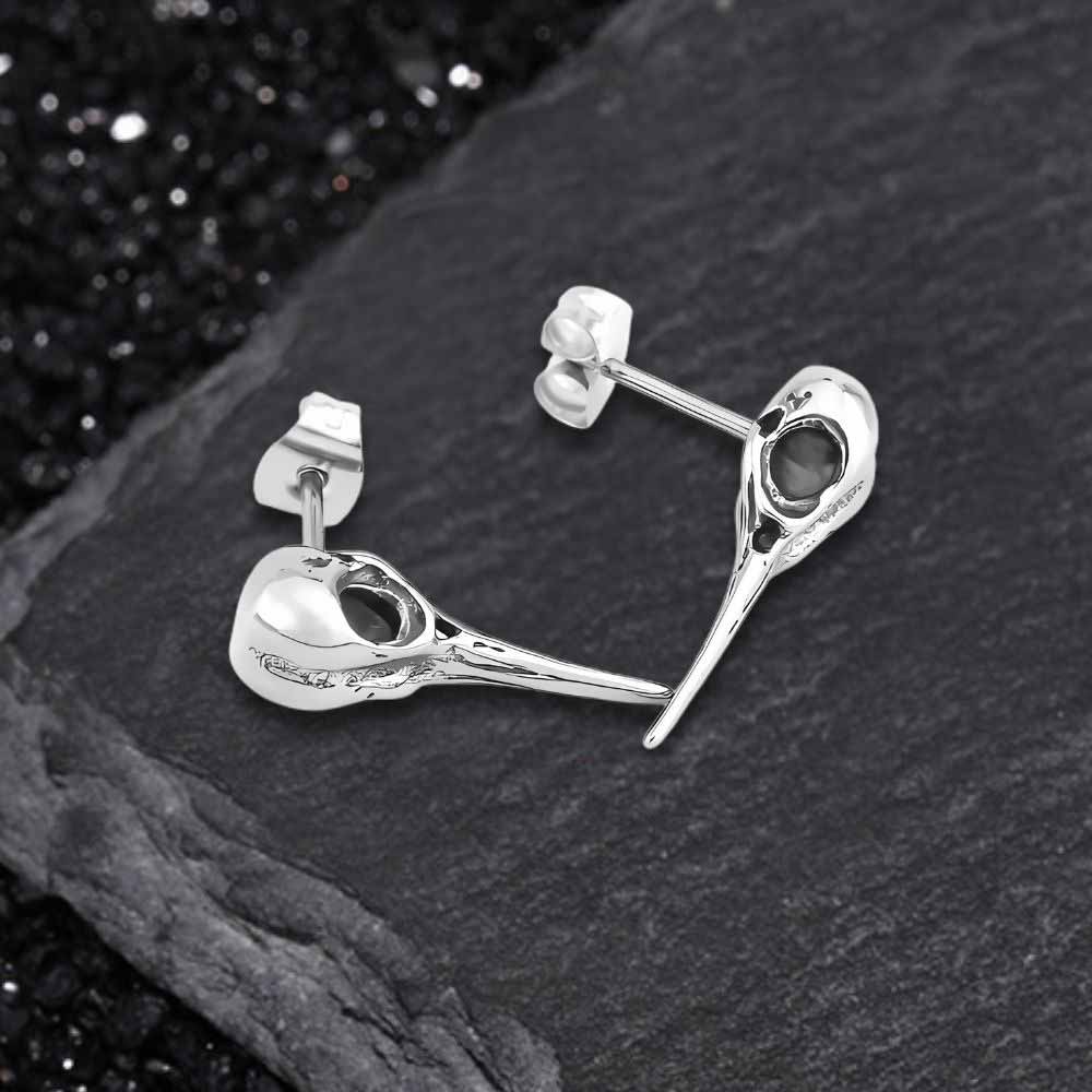 Punk Crow Skull Stainless Steel Stud Earrings