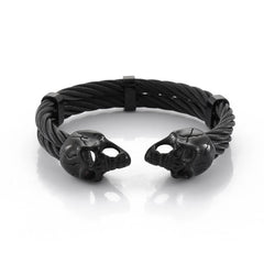 Punk Double Skull Wire Stainless Steel Bracelet