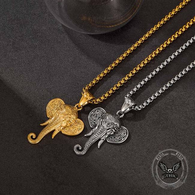Punk Elephant Head Stainless Steel Animal Pendant Hover Image
