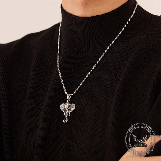 Punk Elephant Head Stainless Steel Animal Pendant Main Image