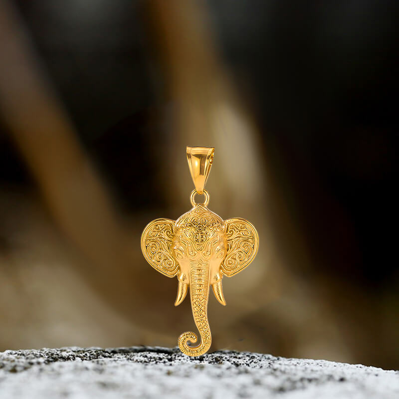Punk Elephant Head Stainless Steel Animal Pendant