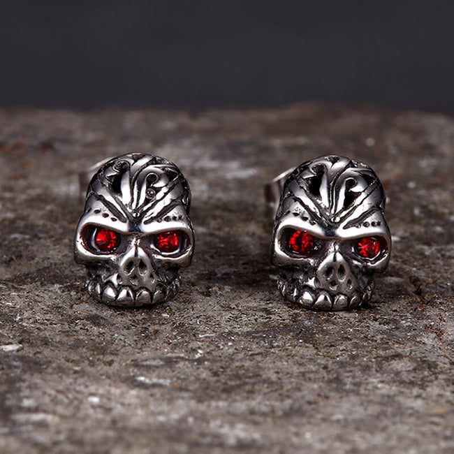 Punk Gem Eye Skull Stainless Steel Earrings Hover Image