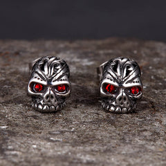 Punk Gem Eye Skull Stainless Steel Earrings