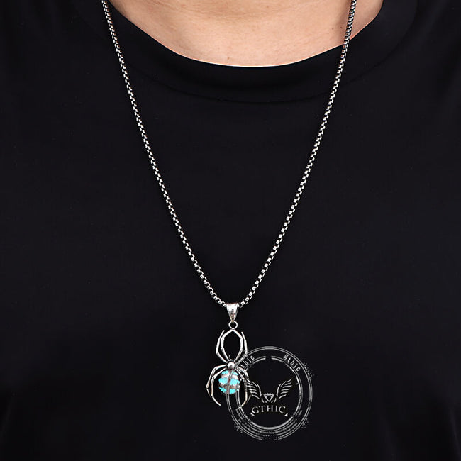 Punk Gemstone Spider Stainless Steel Animal Pendant Main Image