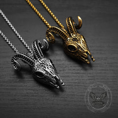 Punk Horned Goat Stainless Steel Skull Pendant