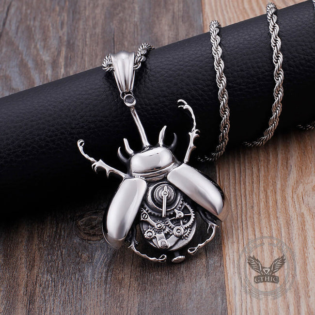 Punk Mechanical Gear Beetle Stainless Steel Pendant Hover Image