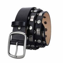 Punk Rivet Wear-Resistant Cowhide Leather Belt