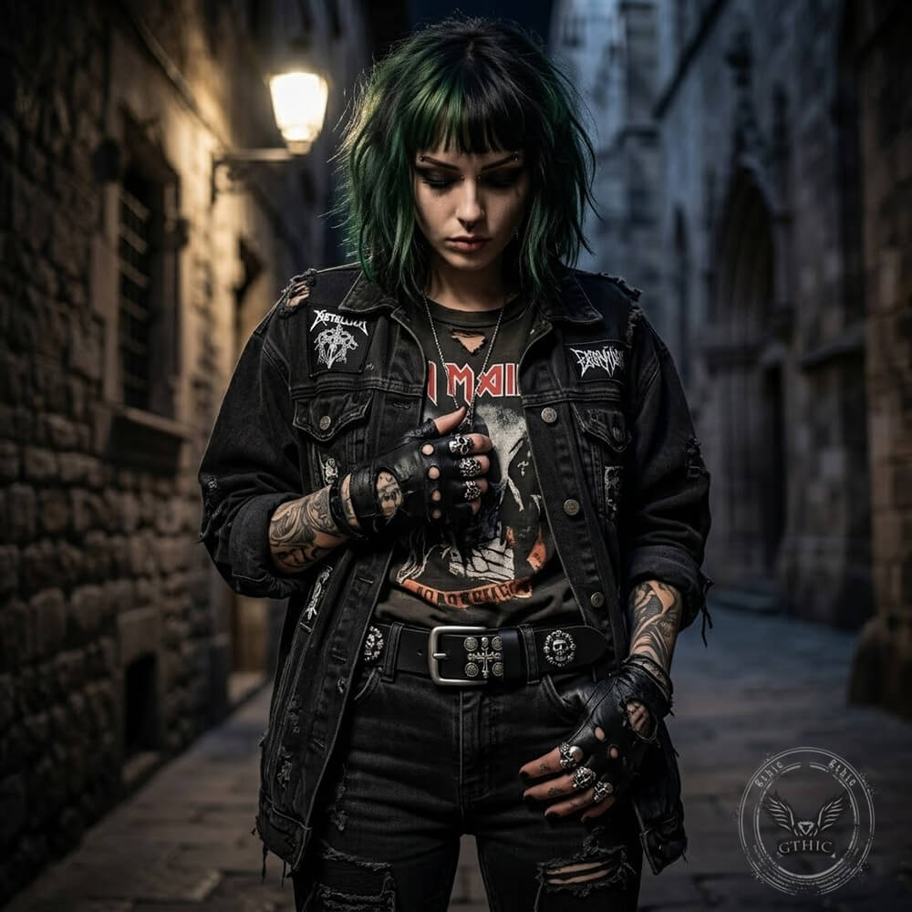 Punk Skull And Cross Genuine Leather Belt