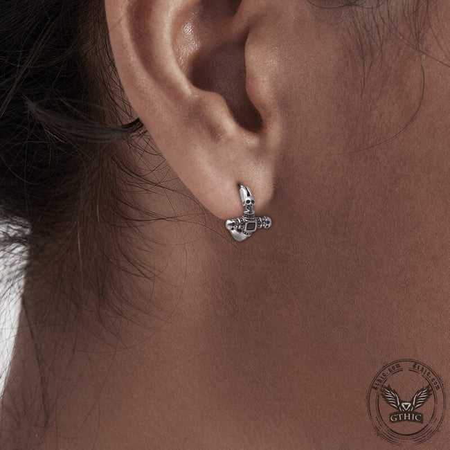 Punk Skull Cross Stainless Steel Hoop Earrings Main Image