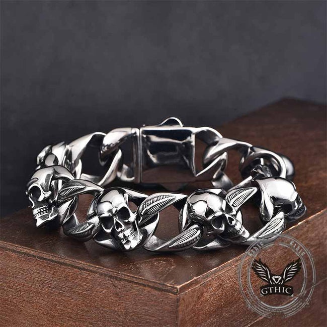 Punk Skull Head Stainless Steel Hip-Hop Bracelet Hover Image