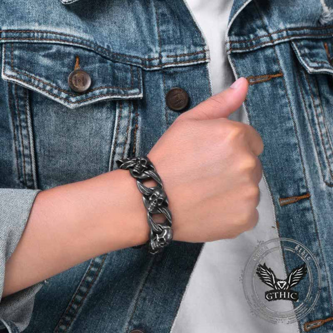 Punk Skull Head Stainless Steel Hip-Hop Bracelet Main Image