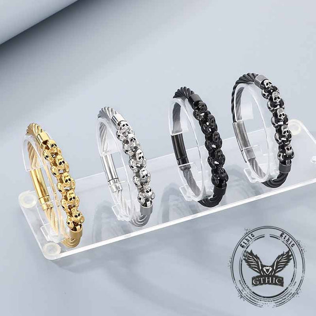 Punk Skull Wire Splicing Stainless Steel Bracelet Hover Image