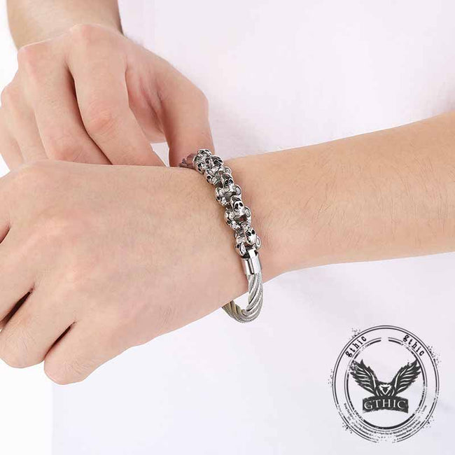 Punk Skull Wire Splicing Stainless Steel Bracelet Main Image