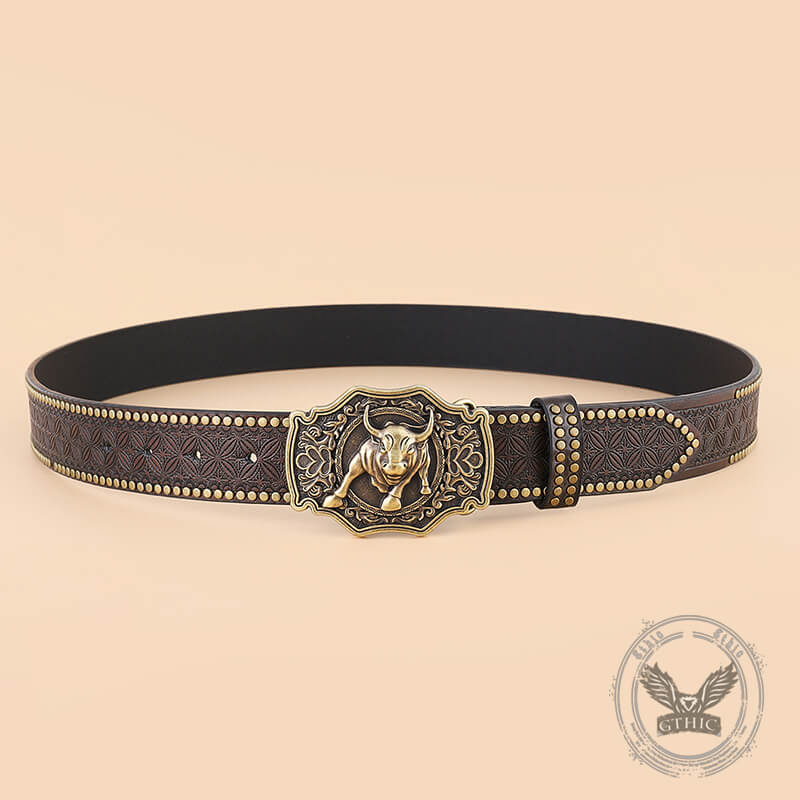 Punk Western Cowboy Wild Bull PU Leather Belt