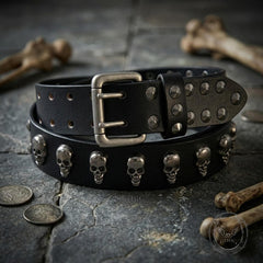 Punk Western Studded Skull Genuine Leather Belt