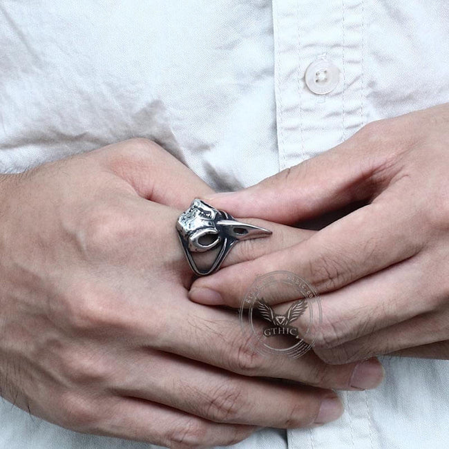Raven Beak Skull Stainless Steel Ring Main Image