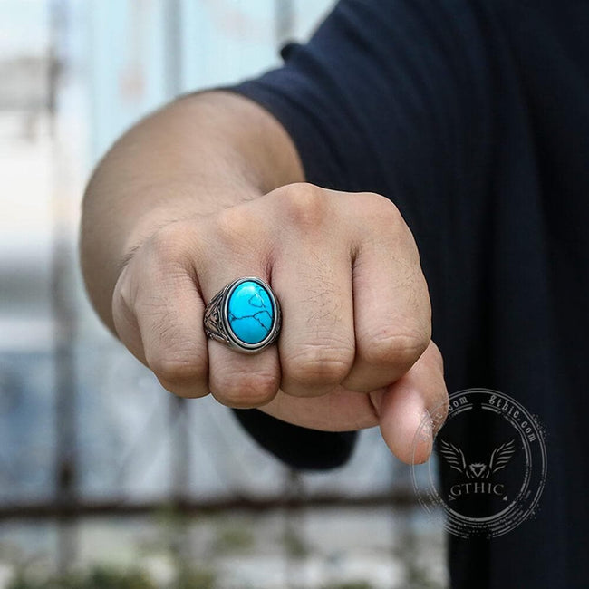 Retro Pattern Gem Stainless Steel Ring Main Image