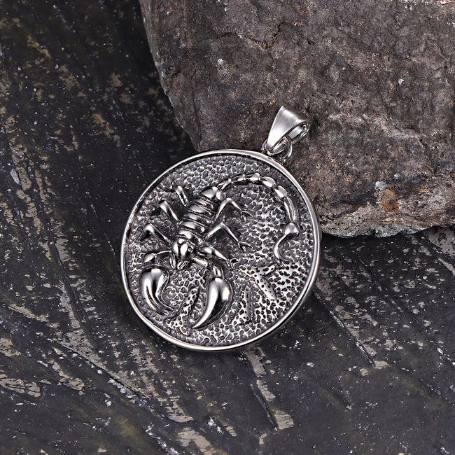Retro Scorpion Stainless Steel Animal Round Pendant Hover Image