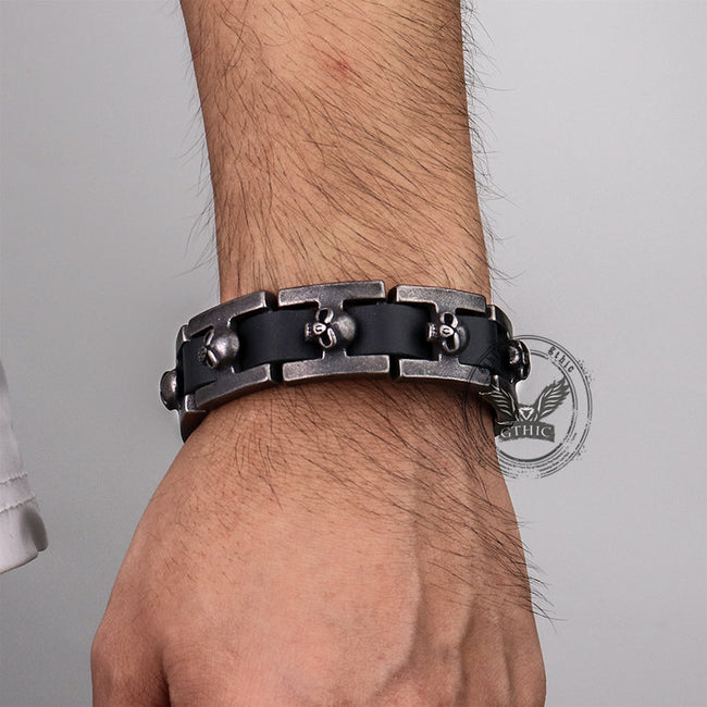 Retro Skull Heads Watch Buckle Stainless Steel Bracelet Main Image