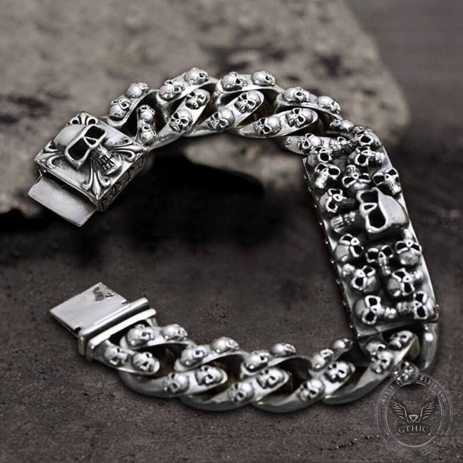 Retro Sterling Silver Skull Bracelet Main Image