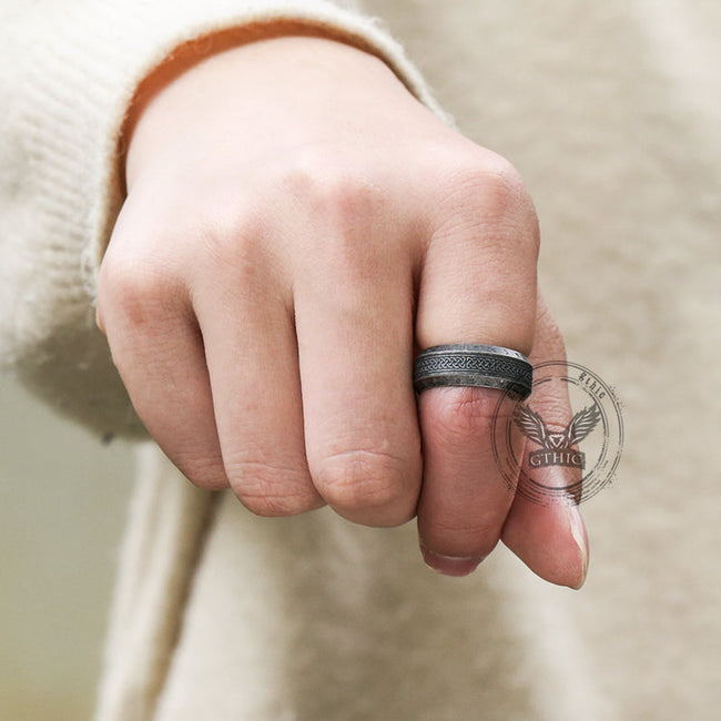 Retro Tree Of Life Knot Stainless Steel Viking Ring Main Image