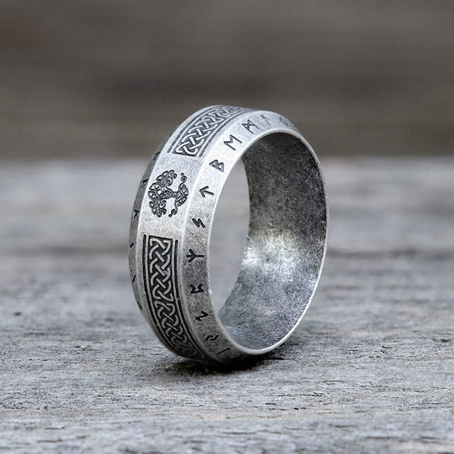 Retro Tree Of Life Knot Stainless Steel Viking Ring Hover Image