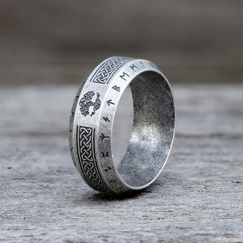 Retro Tree Of Life Knot Stainless Steel Viking Ring