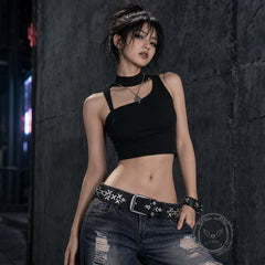 Retro Western-Style Flame Rivets Genuine Leather Belt
