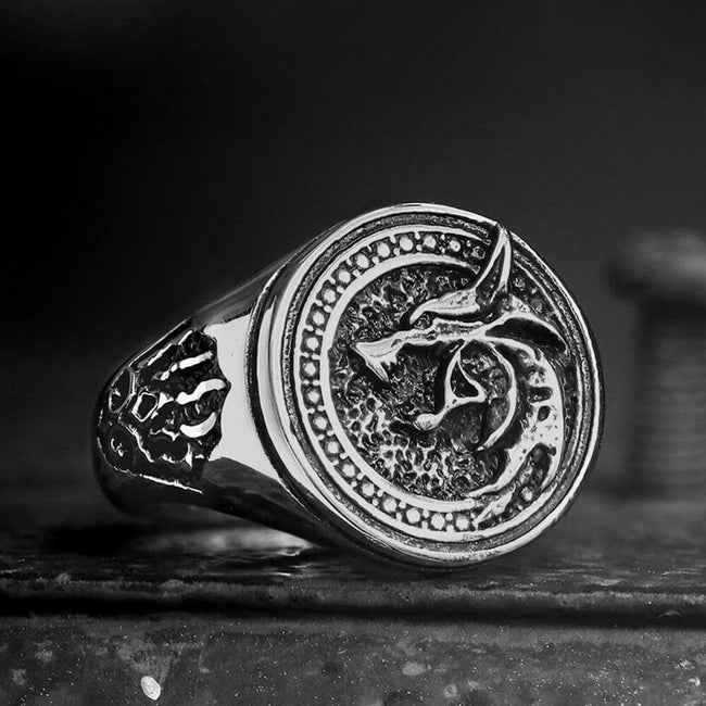 Witcher Wolf Stainless Steel Viking Ring Hover Image