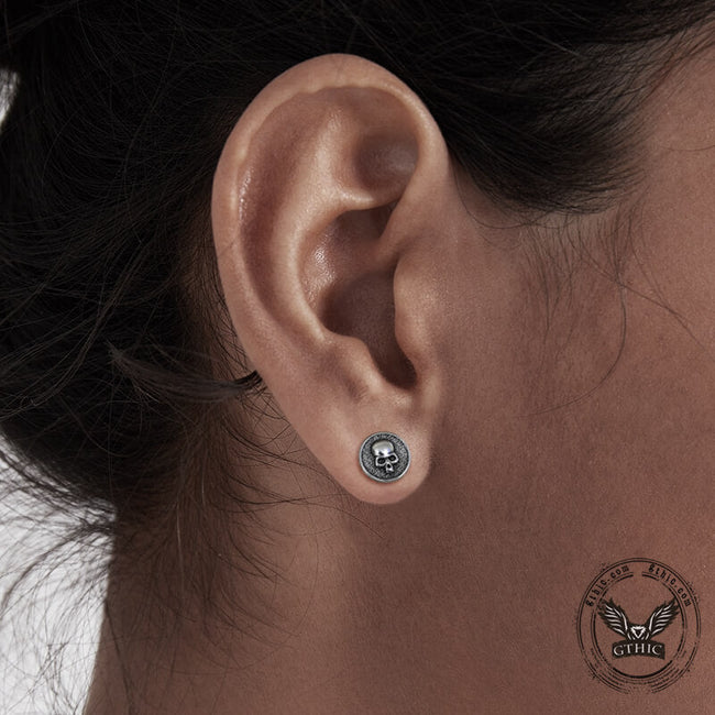Round Shape Stainless Steel Skull Stud Earrings Main Image