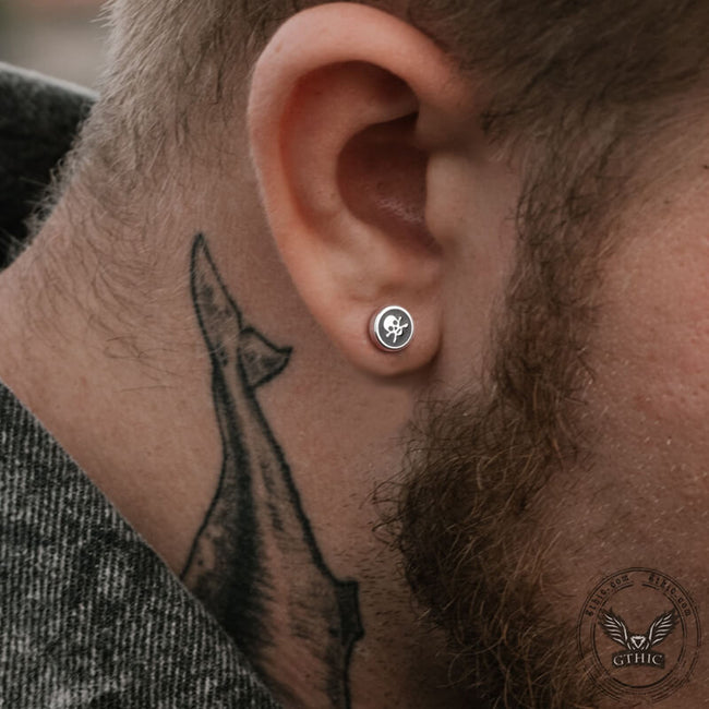 Round Stainless Steel Skull Stud Earring Main Image