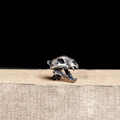 Saber Tooth Tiger Skull Head Sterling Silver Stud Earrings