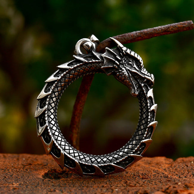 Self-Devourer Pure Tin Ouroboros Necklace Hover Image